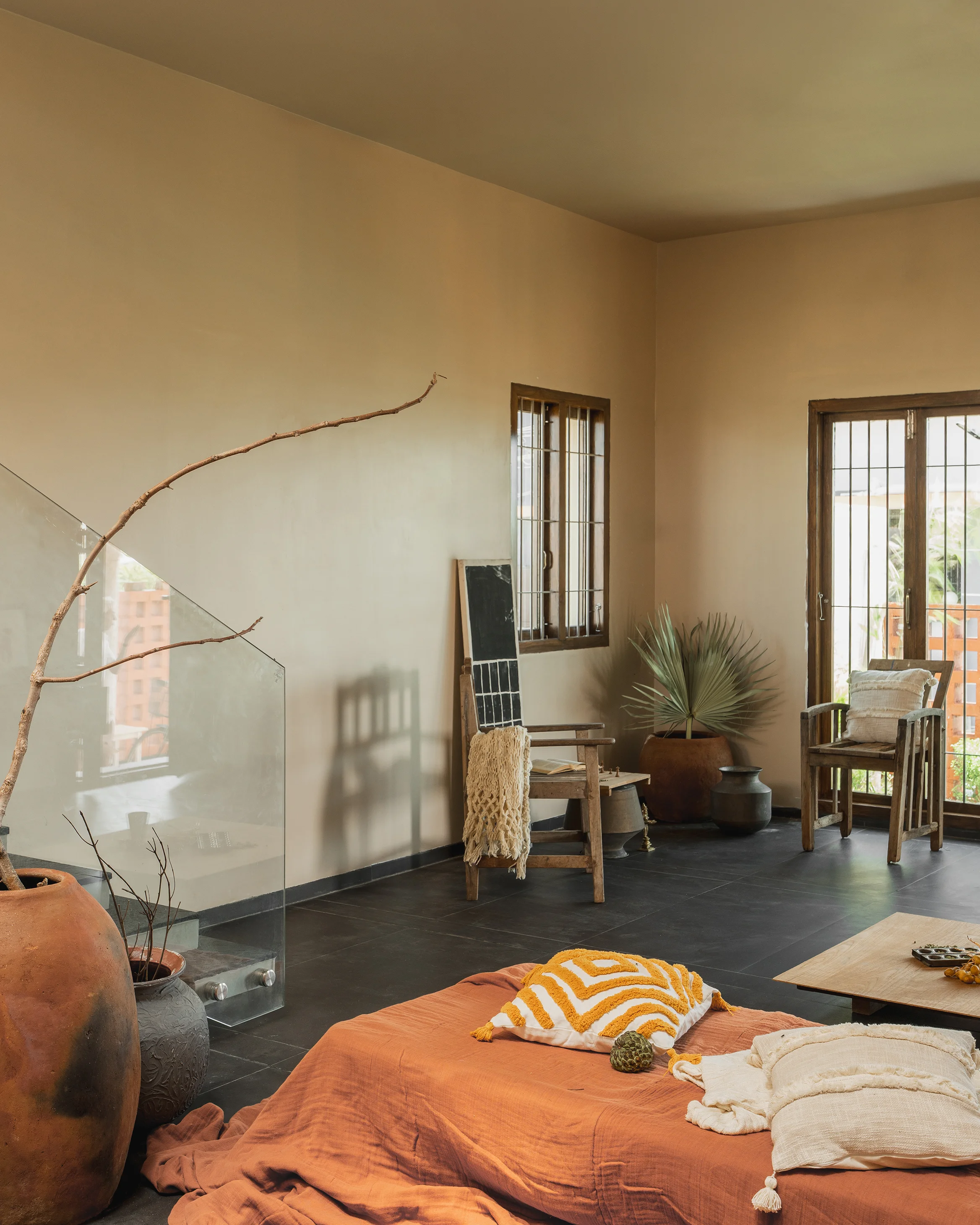 Theni Residence living room with vintage furniture